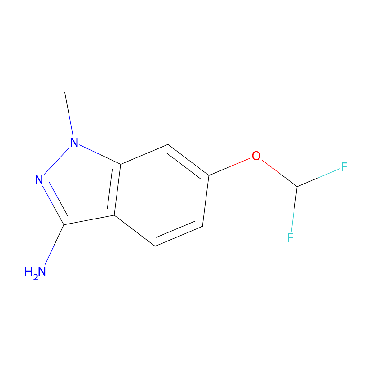 6-(Difluoromethoxy)-1-methyl-1h-indazol-3-amine molecular structure, CAS 1192813-39-0