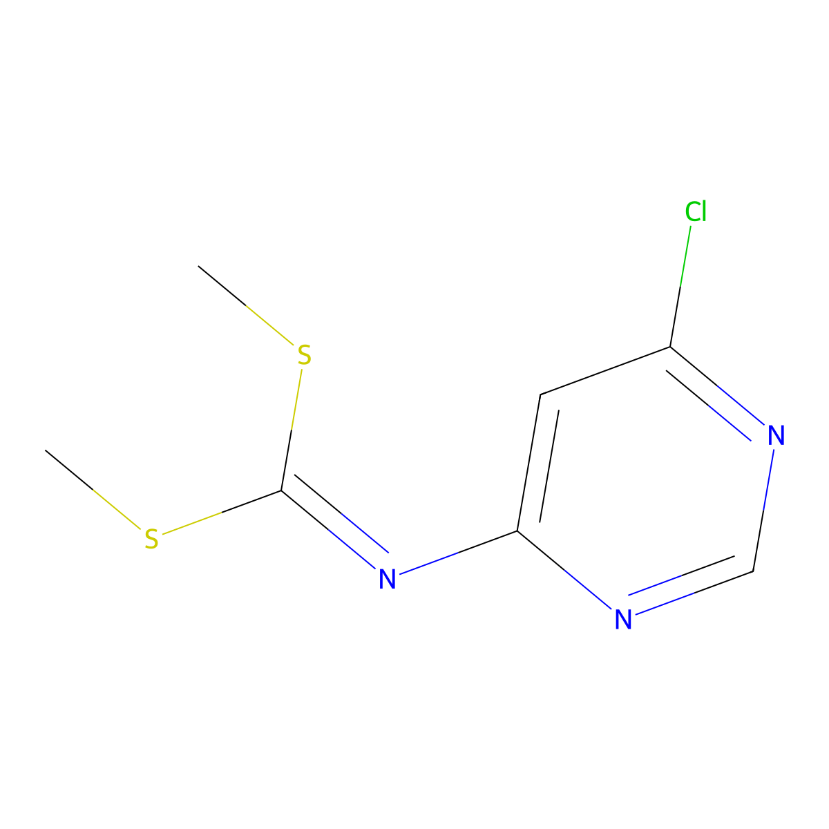 Dimethyl 6-chloropyrimidin-4-ylcarbonimidodithioate molecular structure, CAS 1192814-58-6