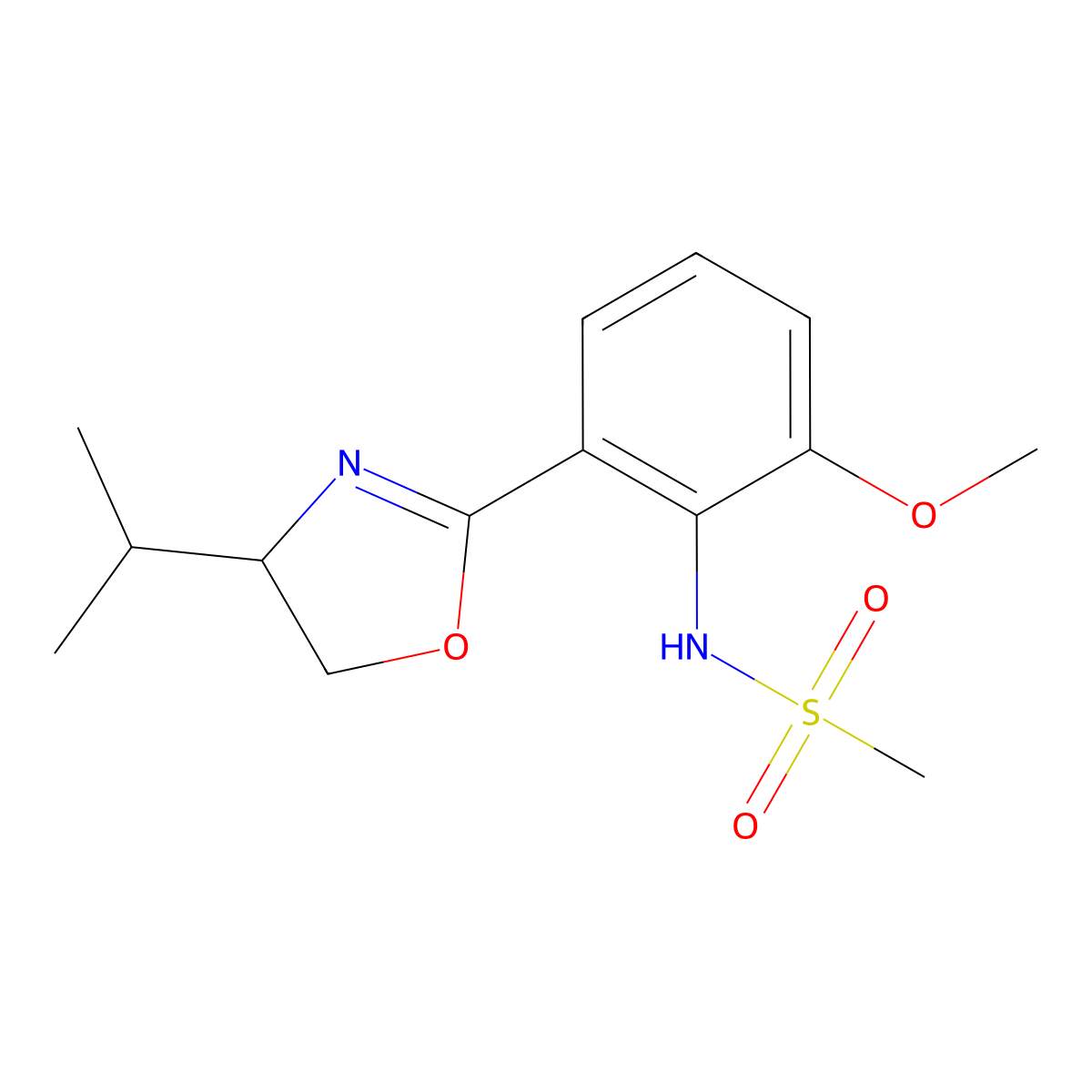 (R)-N-(2-(4-isopropyl-4,5-dihydrooxazol-2-yl)-6-methoxyphenyl)methanesulfonamide molecular structure, CAS 1192815-26-1