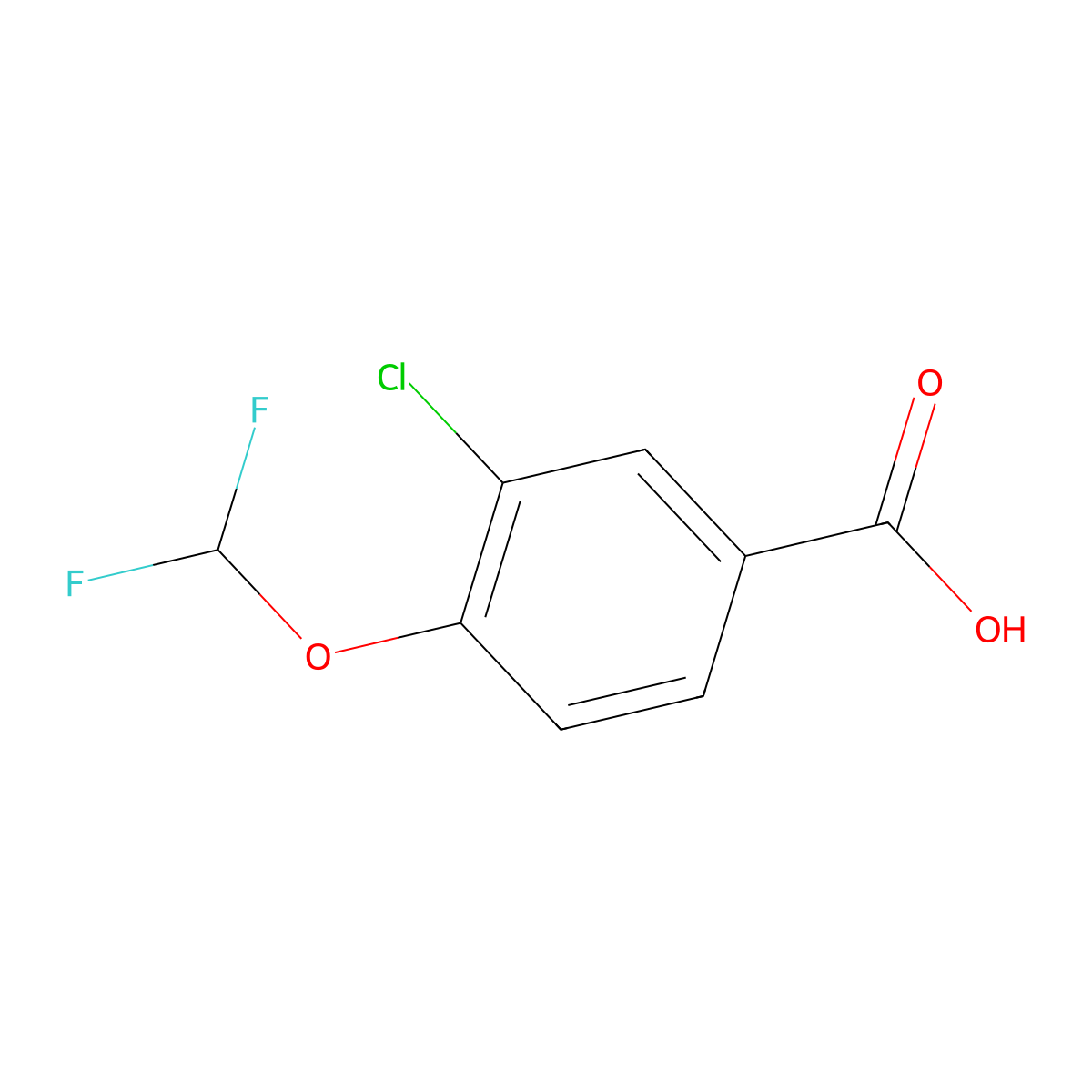 3-Chloro-4-(difluoromethoxy)benzoic acid molecular structure, CAS 1192829-74-5