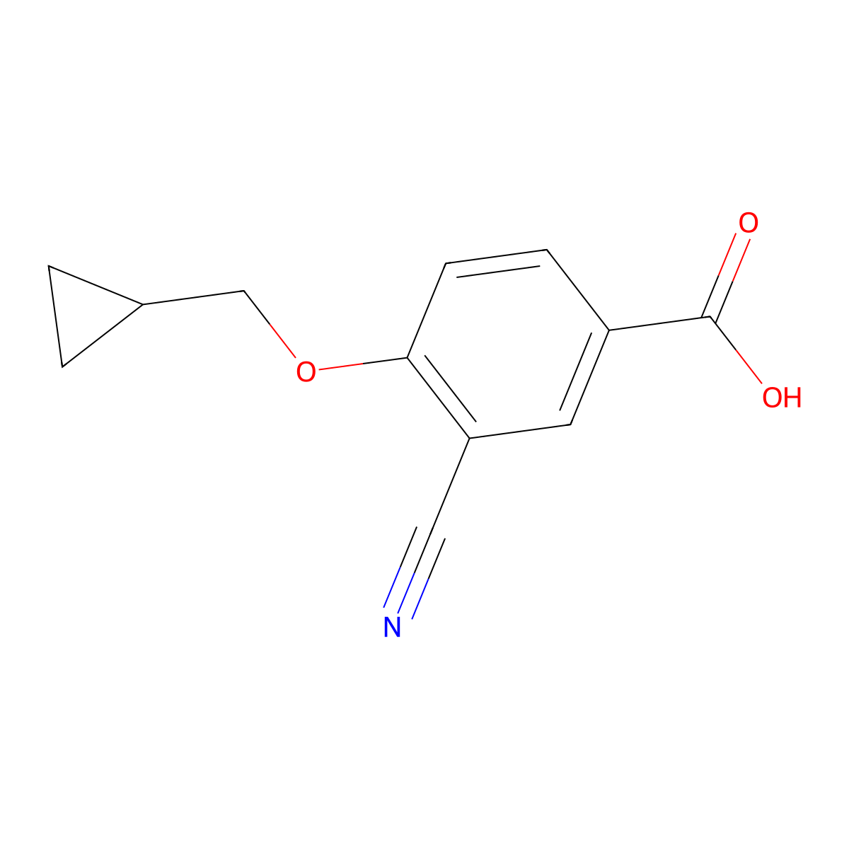 3-Cyano-4-(cyclopropylmethoxy)benzoic acid molecular structure, CAS 1192829-79-0