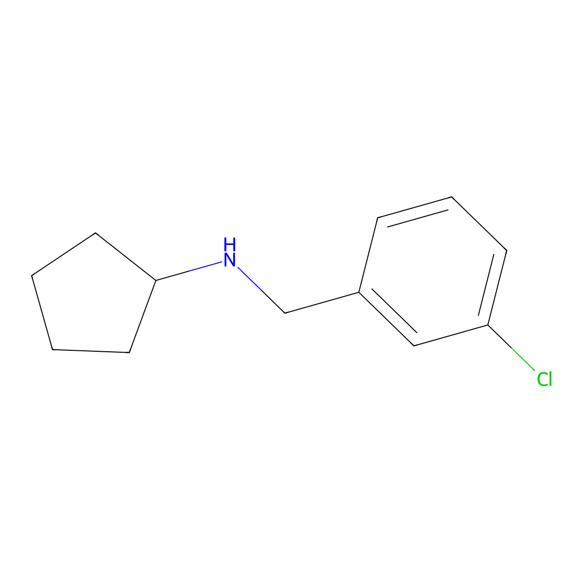 N-[(3-chlorophenyl)methyl]cyclopentanamine molecular structure, CAS 119287-24-0