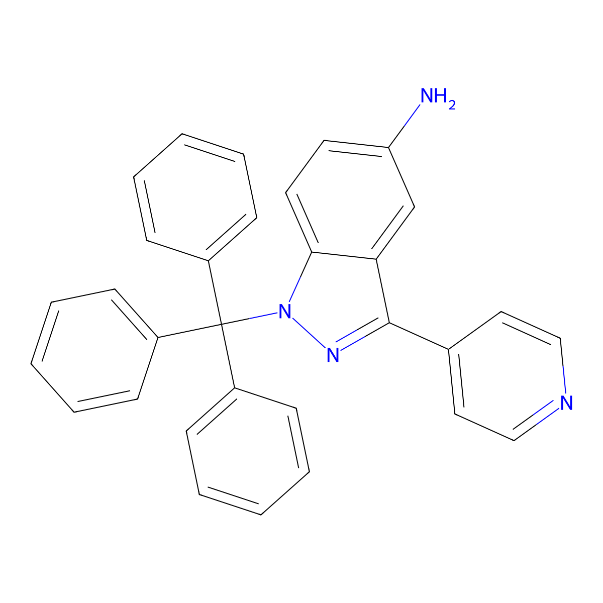 3-(pyridin-4-yl)-1-trityl-1H-indazol-5-amine molecular structure, CAS 1192873-43-0