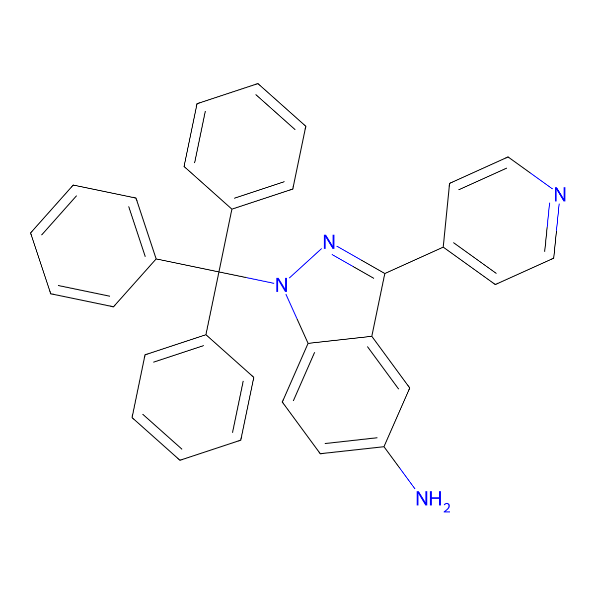 3-(pyridin-4-yl)-1-trityl-1H-indazol-5-amine molecular structure, CAS 1192873-43-0