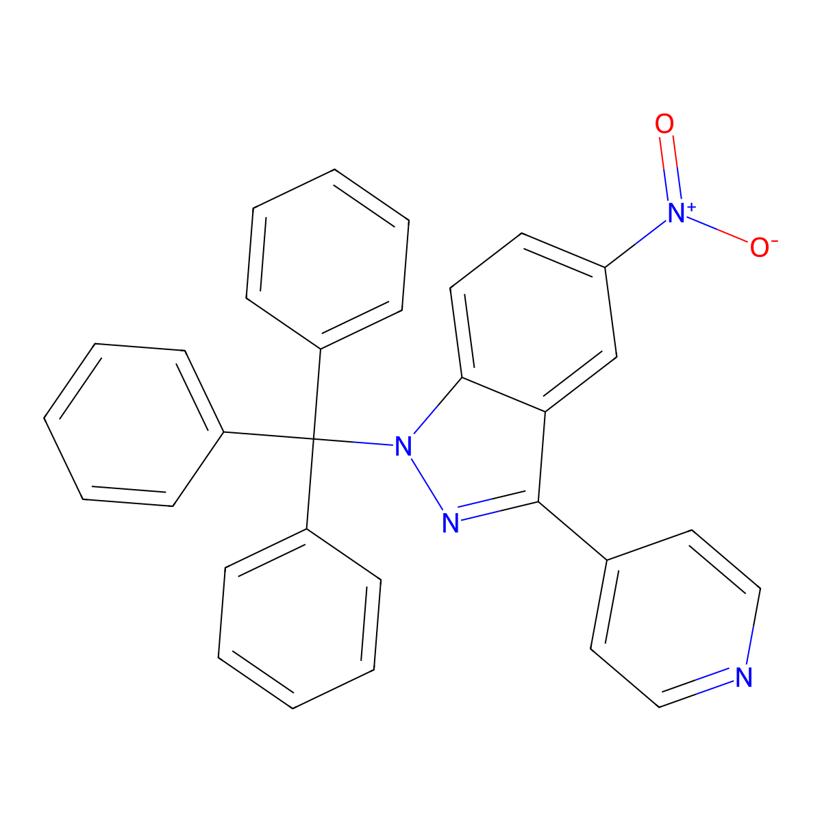 5-nitro-3-(pyridin-4-yl)-1-trityl-1H-indazole molecular structure, CAS 1192873-56-5