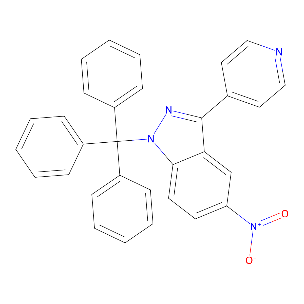 5-nitro-3-(pyridin-4-yl)-1-trityl-1H-indazole molecular structure, CAS 1192873-56-5