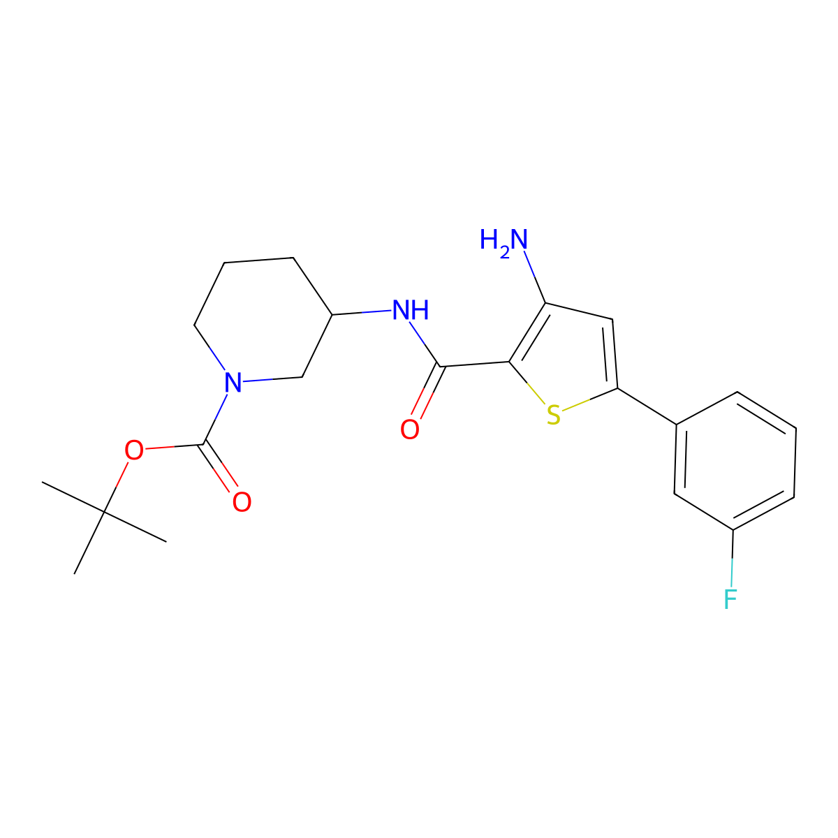 (S)-tert-butyl 3-(3-amino-5-(3-fluorophenyl)thiophene-2-carboxamido)piperidine-1-carboxylate molecular structure, CAS 1192875-04-9