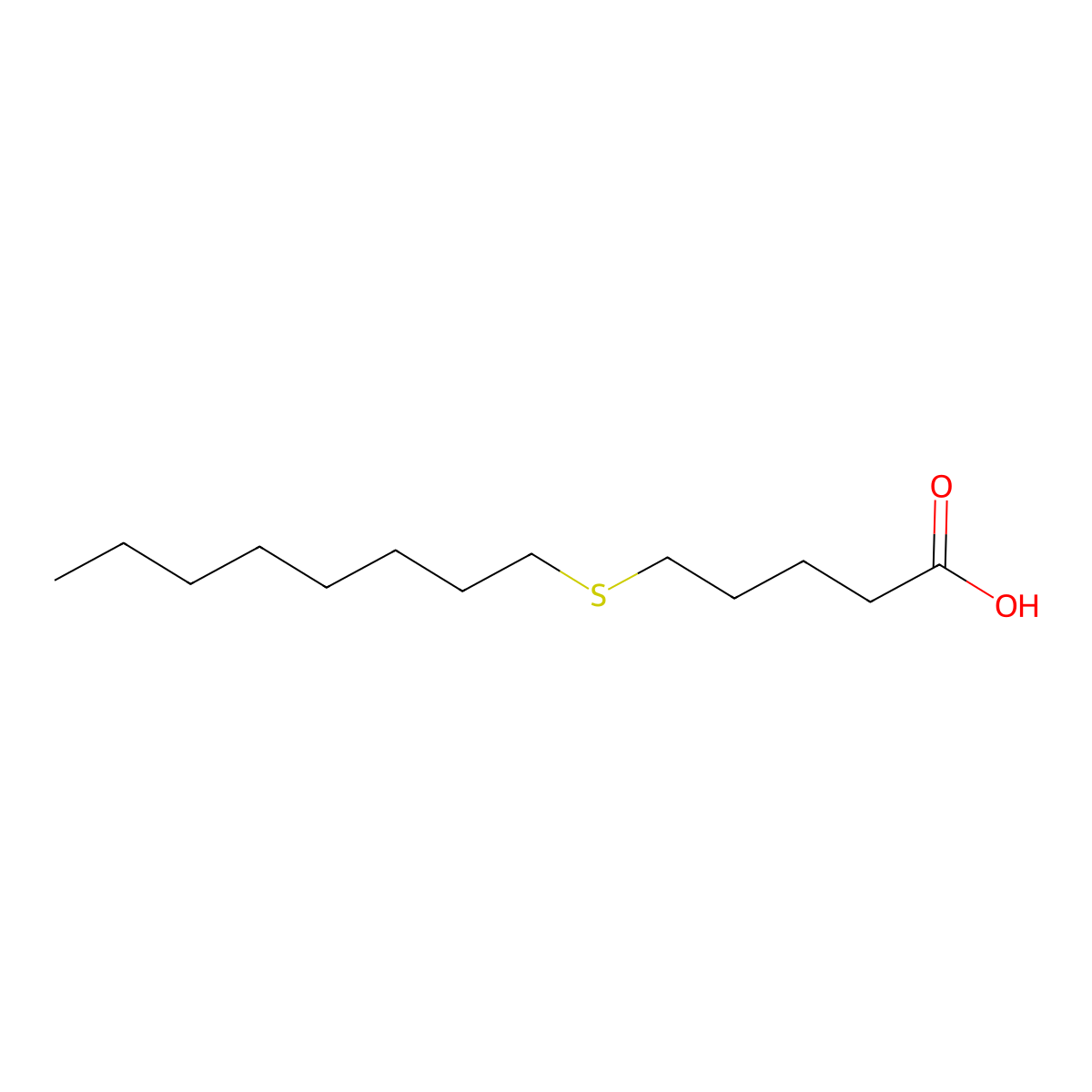 5-(Octylsulfanyl)pentanoic acid molecular structure, CAS 119290-09-4