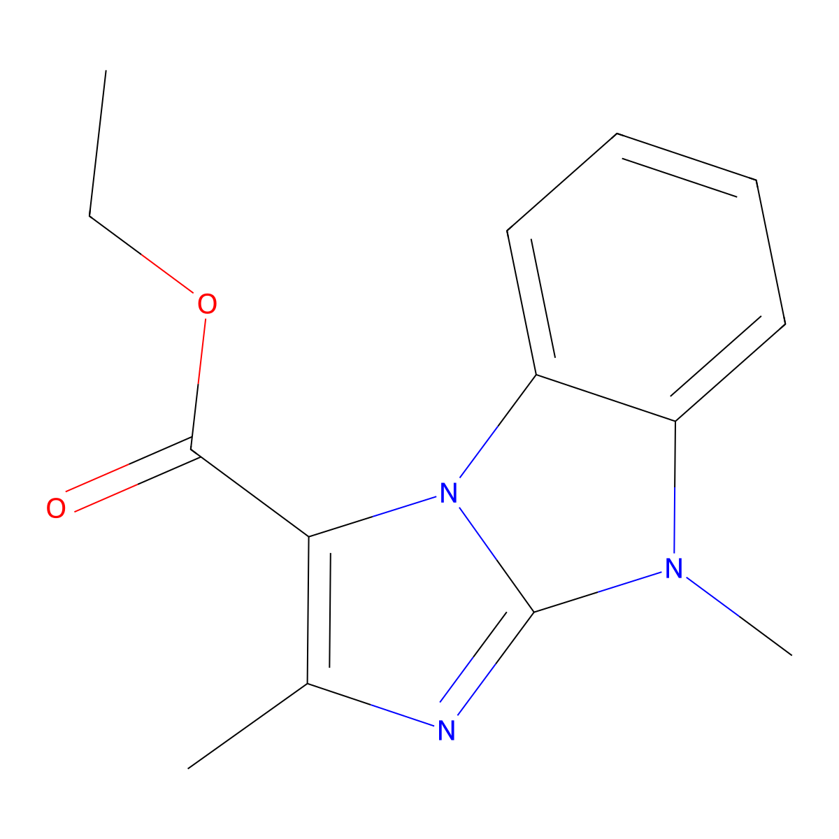 9H-Imidazo[1,2-a][1,3]benzimidazole-3-carboxylic acid, 2,9-dimethyl-, ethyl ester molecular structure, CAS 119294-89-2