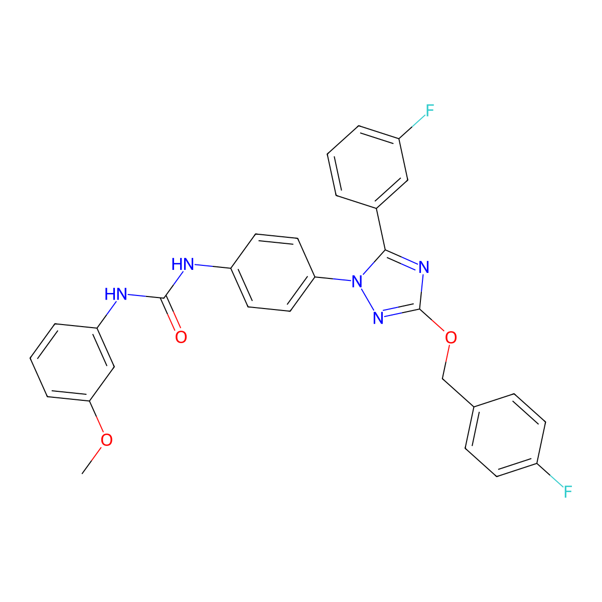 1-(4-{3-[(4-Fluorobenzyl)oxy]-5-(3-fluorophenyl)-1h-1,2,4-triazol-1-yl}phenyl)-3-(3-methoxyphenyl)urea molecular structure, CAS 1192944-73-2
