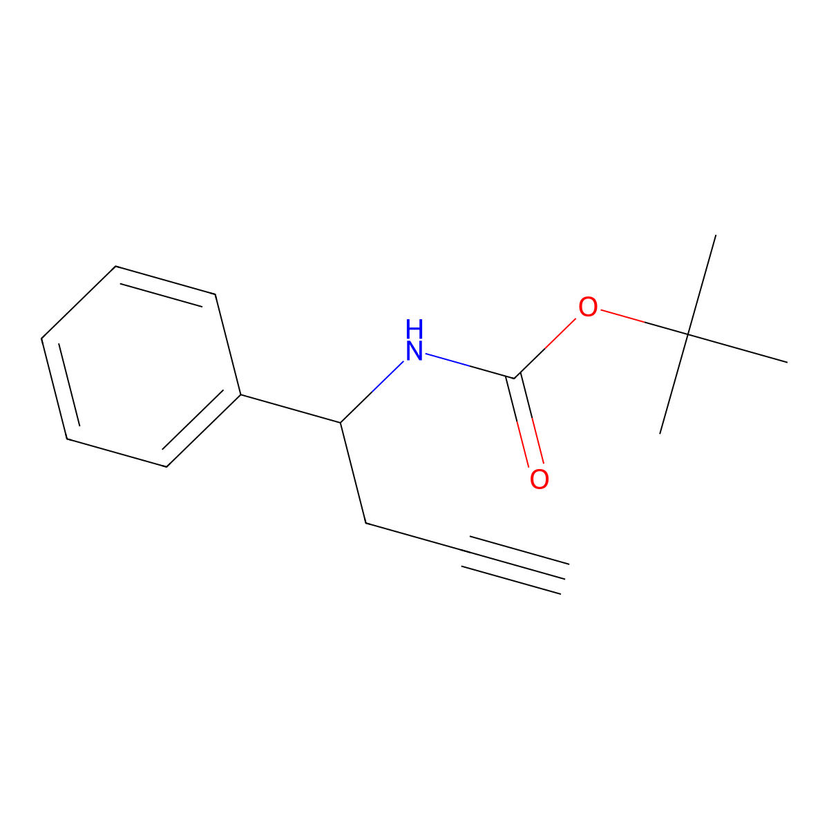 Tert-butyl (1-phenylbut-3-yn-1-yl)carbamate molecular structure, CAS 1192966-53-2