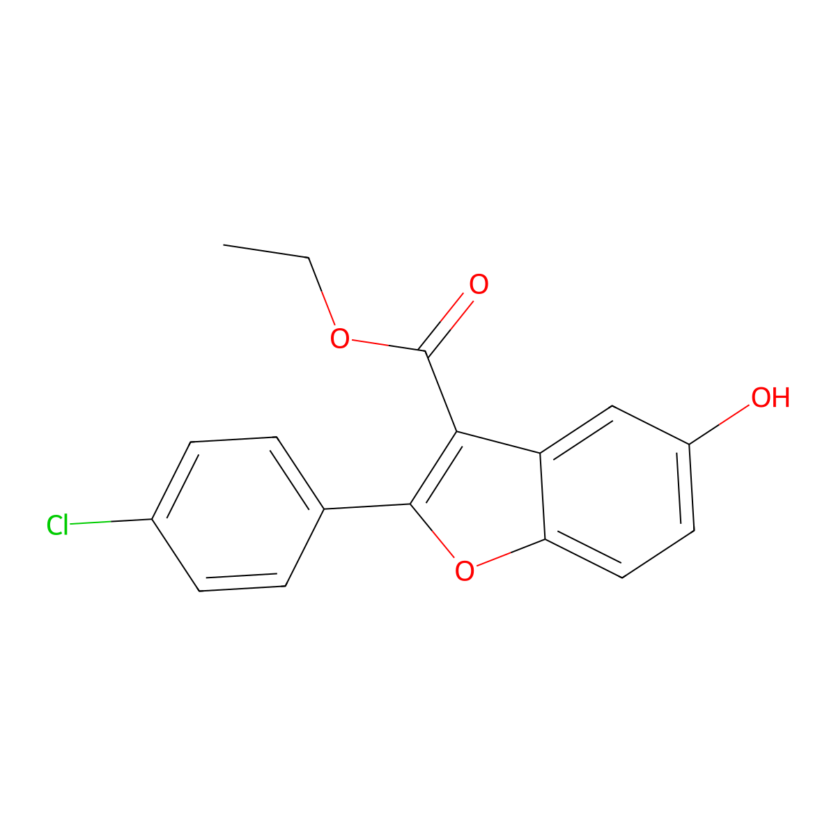 Ethyl 2-(4-chlorophenyl)-5-hydroxybenzofuran-3-carboxylate molecular structure, CAS 1192977-48-2
