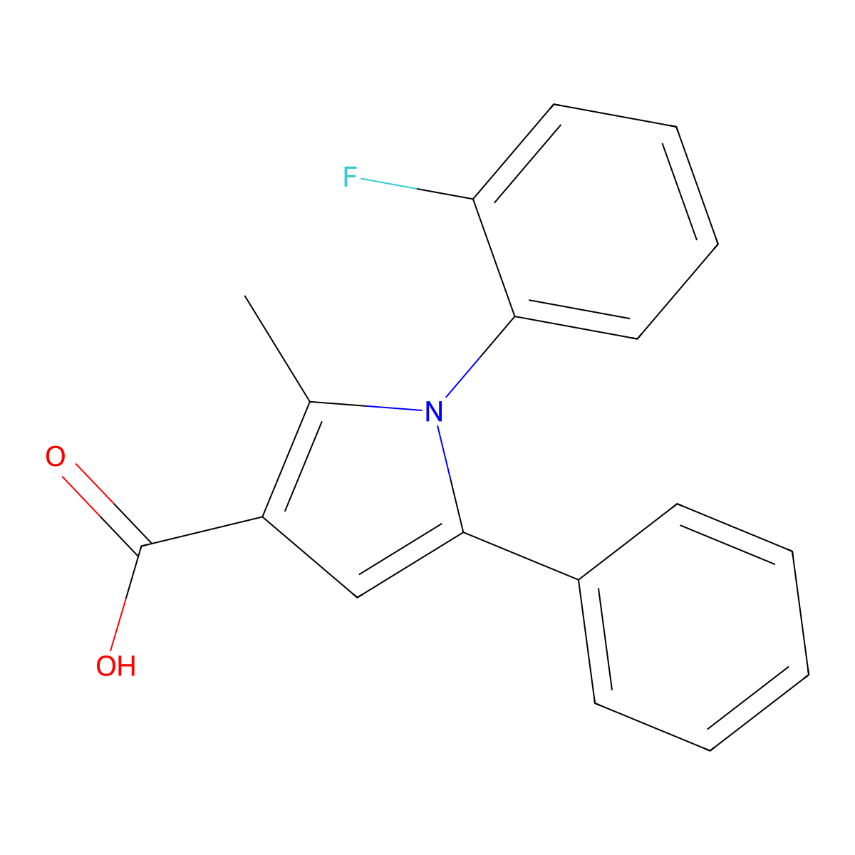 1-(2-fluorophenyl)-2-methyl-5-phenyl-1H-pyrrole-3-carboxylic acid molecular structure, CAS 1192992-02-1