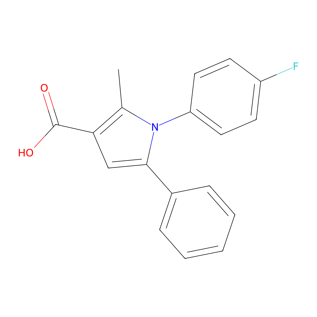 1-(4-fluorophenyl)-2-methyl-5-phenyl-1H-pyrrole-3-carboxylic acid molecular structure, CAS 1192992-20-3