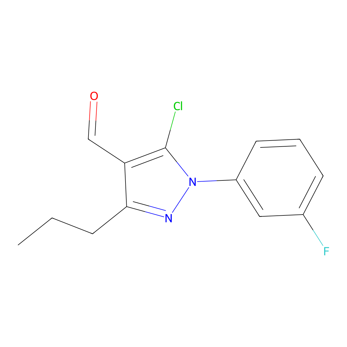 5-Chloro-1-(3-fluorophenyl)-3-propyl-1H-pyrazole-4-carbaldehyde molecular structure, CAS 1192999-22-6