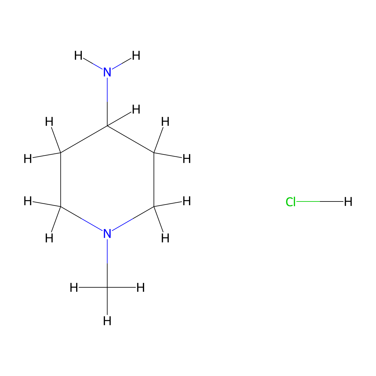 1-Methylpiperidin-4-amine hydrochloride molecular structure, CAS 1193-03-9