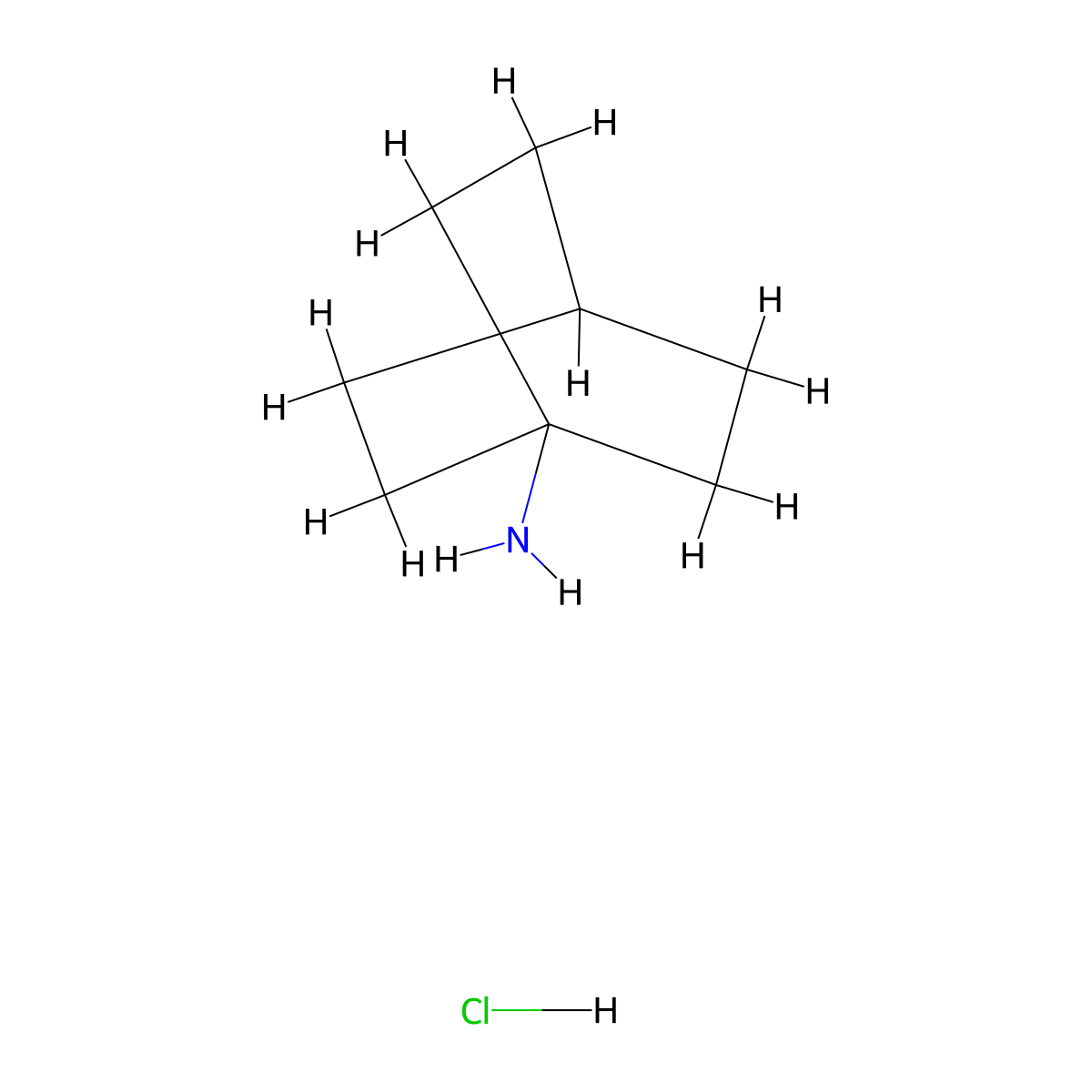 Bicyclo[2.2.2]octan-1-amine hydrochloride molecular structure, CAS 1193-43-7