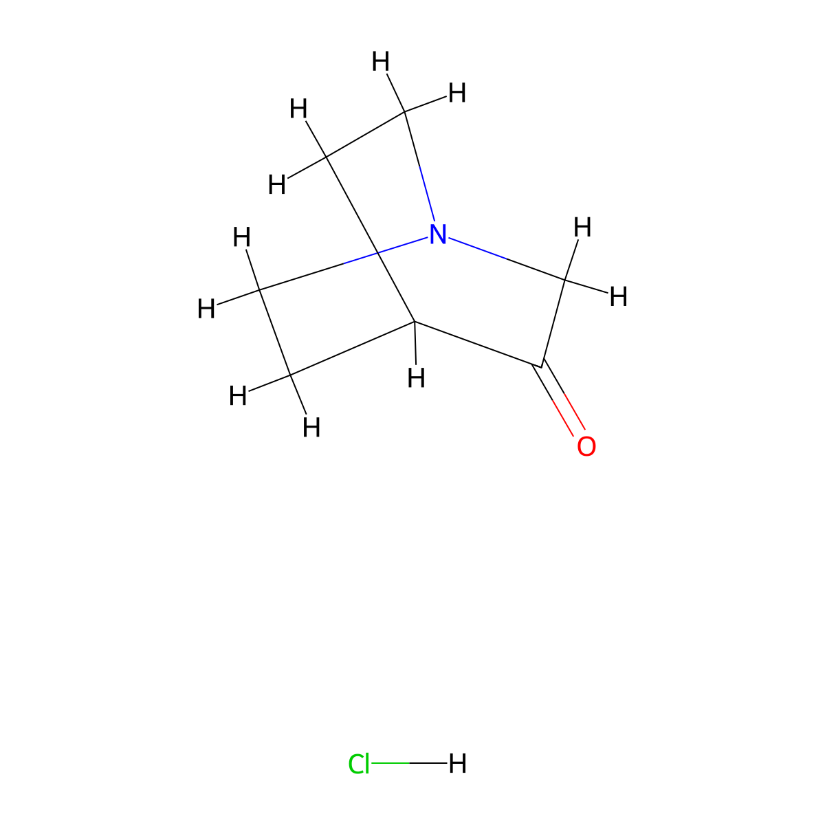 1-Azabicyclo(2.2.2)octan-3-one, hydrochloride (1:1) molecular structure, CAS 1193-65-3