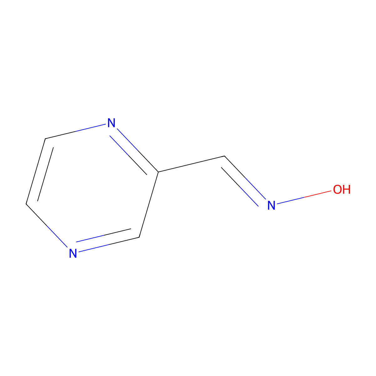 Pyrazine-2-carbaldehyde oxime molecular structure, CAS 1193-99-3