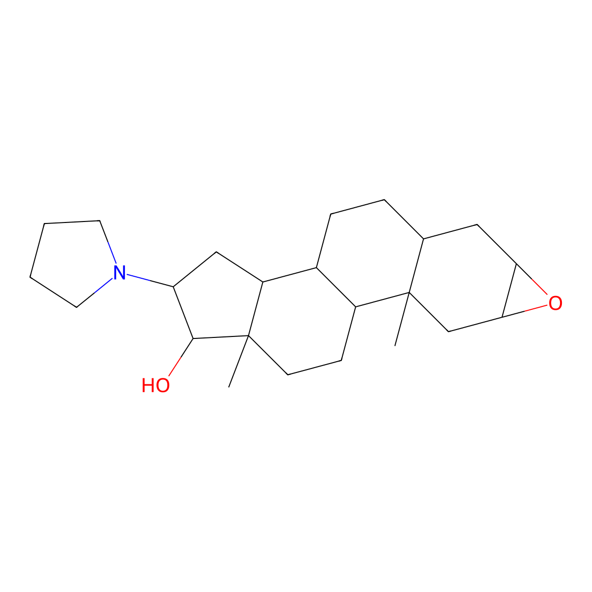 2Alpha,3alpha-epoxy-16beta-(1-pyrrolidinyl)-5alpha-androstan-17beta-OL molecular structure, CAS 119302-19-1