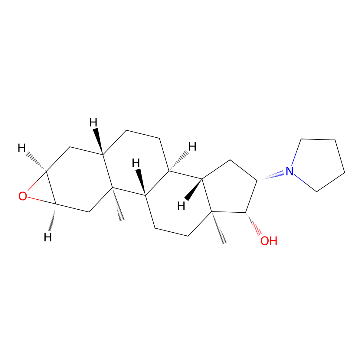 2Alpha,3alpha-epoxy-16beta-(1-pyrrolidinyl)-5alpha-androstan-17beta-OL molecular structure, CAS 119302-19-1