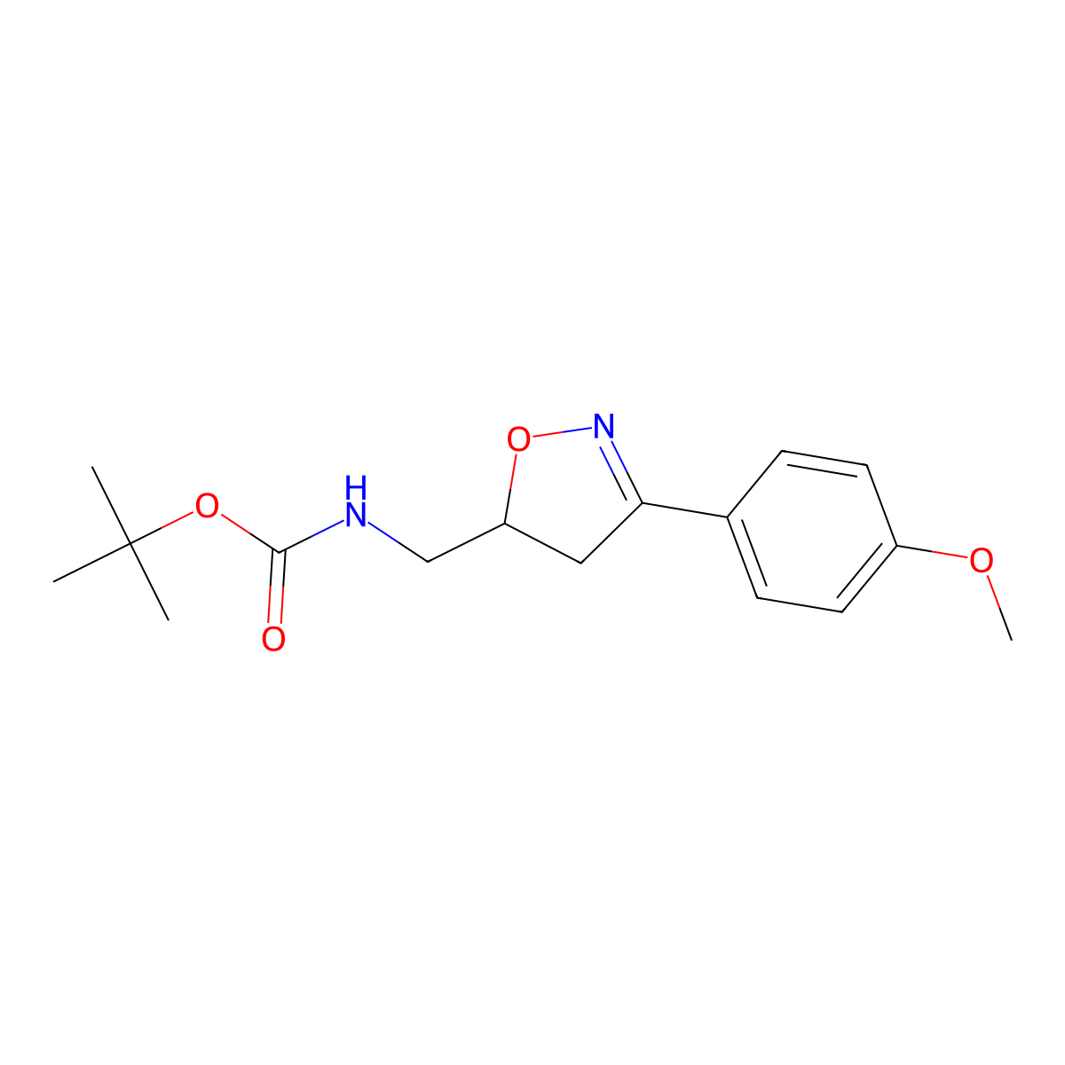 tert-butyl N-{[3-(4-methoxyphenyl)-4,5-dihydro-1,2-oxazol-5-yl]methyl}carbamate molecular structure, CAS 1193024-89-3