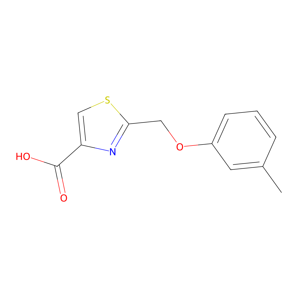 2-[(3-Methylphenoxy)methyl]-1,3-thiazole-4-carboxylicacid molecular structure, CAS 1193069-30-5