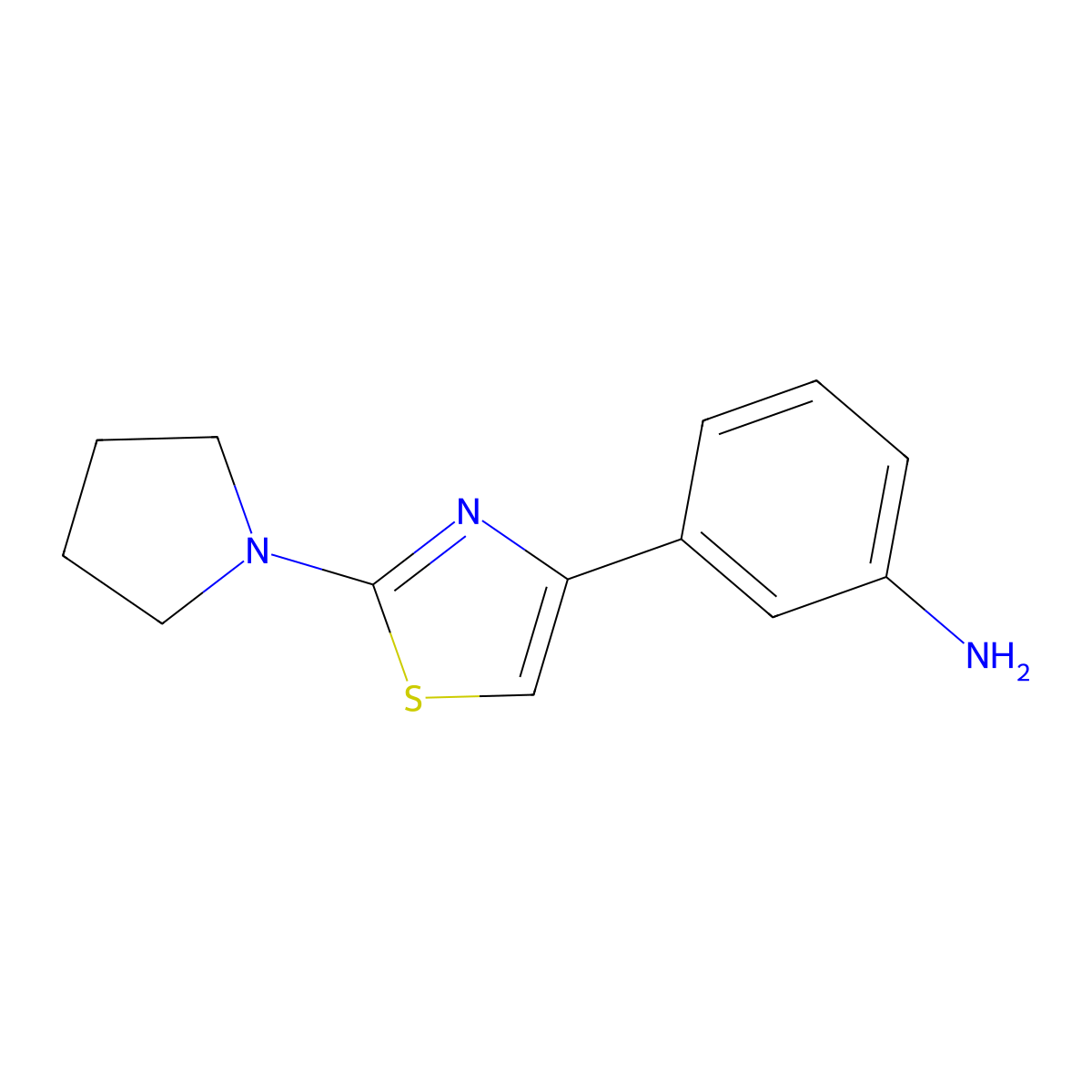 3-(2-(Pyrrolidin-1-yl)thiazol-4-yl)aniline molecular structure, CAS 1193078-21-5