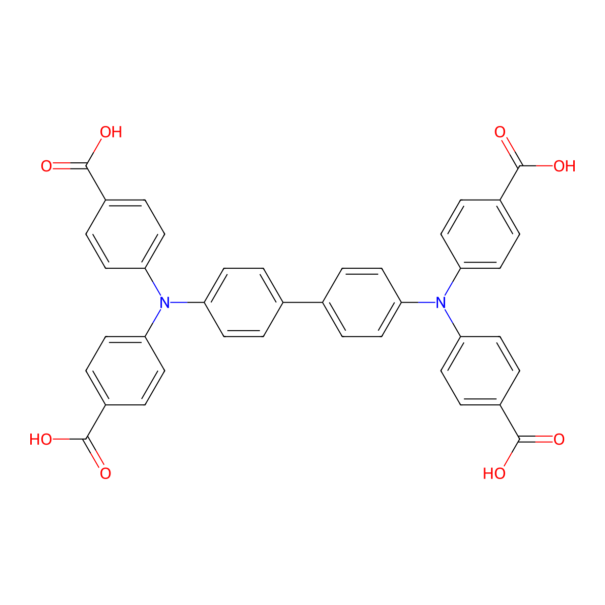 4,4',4'',4'''-([1,1'-Biphenyl]-4,4'-diylbis(azanetriyl))tetrabenzoic acid molecular structure, CAS 1193093-31-0