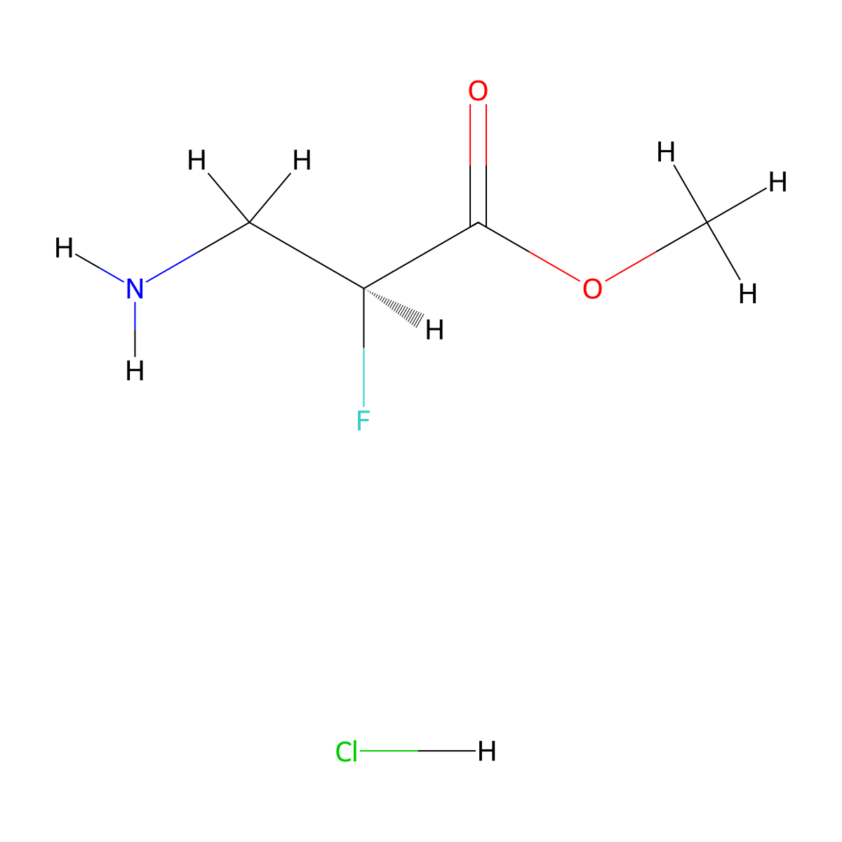 methyl (2S)-3-amino-2-fluoropropanoate hydrochloride molecular structure, CAS 1193100-04-7