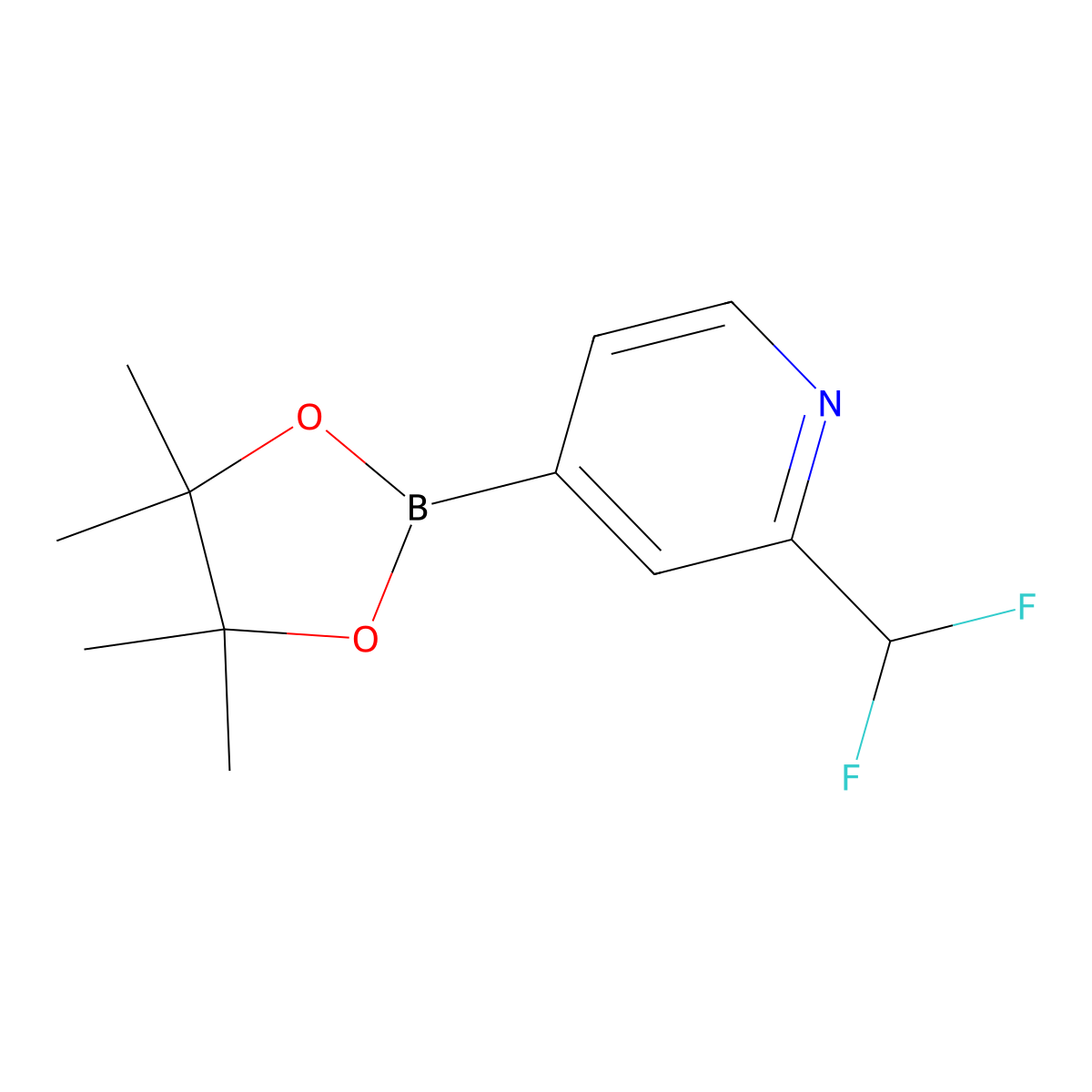 2-(Difluoromethyl)-4-(4,4,5,5-tetramethyl-1,3,2-dioxaborolan-2-yl)pyridine molecular structure, CAS 1193104-53-8