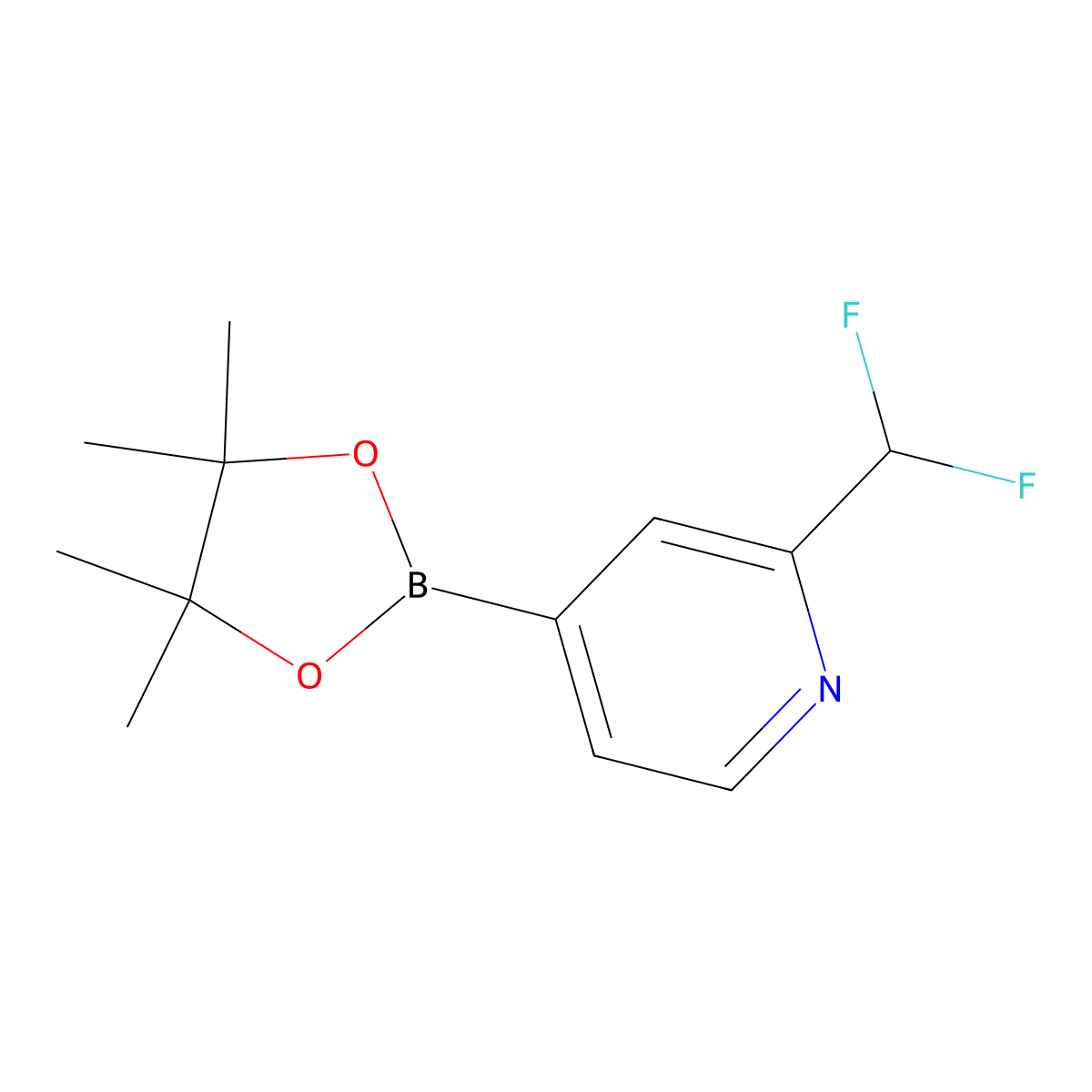 2-(Difluoromethyl)-4-(4,4,5,5-tetramethyl-1,3,2-dioxaborolan-2-yl)pyridine molecular structure, CAS 1193104-53-8