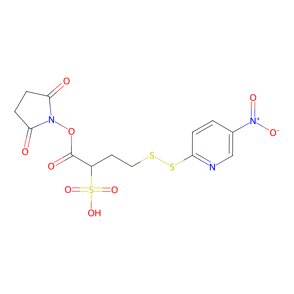 1-(2,5-Dioxopyrrolidin-1-yloxy)-4-((5-nitropyridin-2-yl)disulfanyl)-1-oxobutane-2-sulfonic acid molecular structure, CAS 1193111-37-3