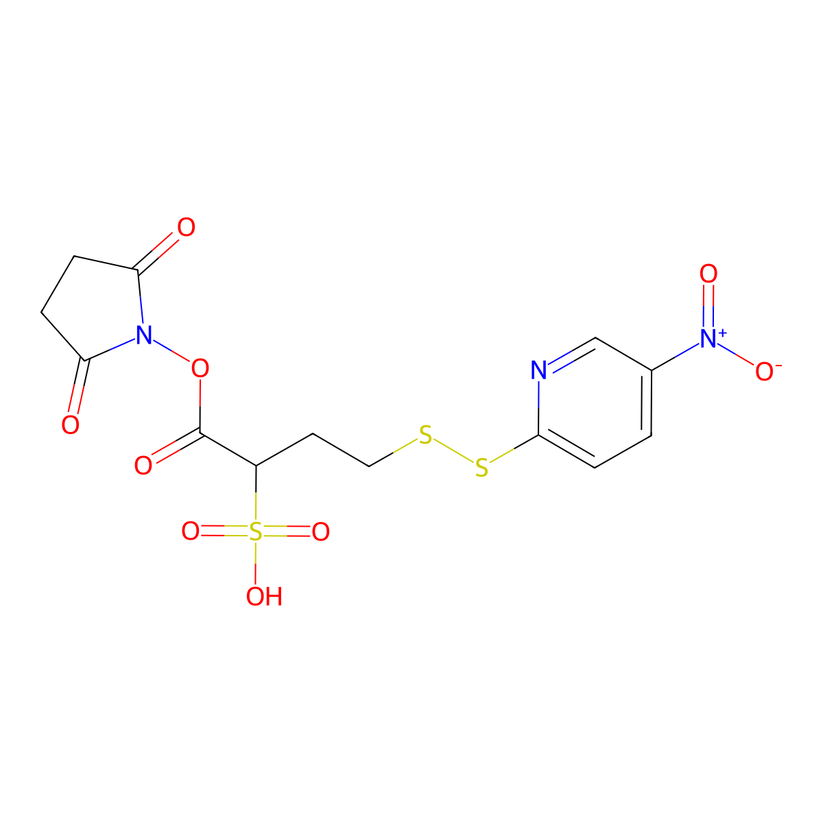 1-(2,5-Dioxopyrrolidin-1-yloxy)-4-((5-nitropyridin-2-yl)disulfanyl)-1-oxobutane-2-sulfonic acid molecular structure, CAS 1193111-37-3