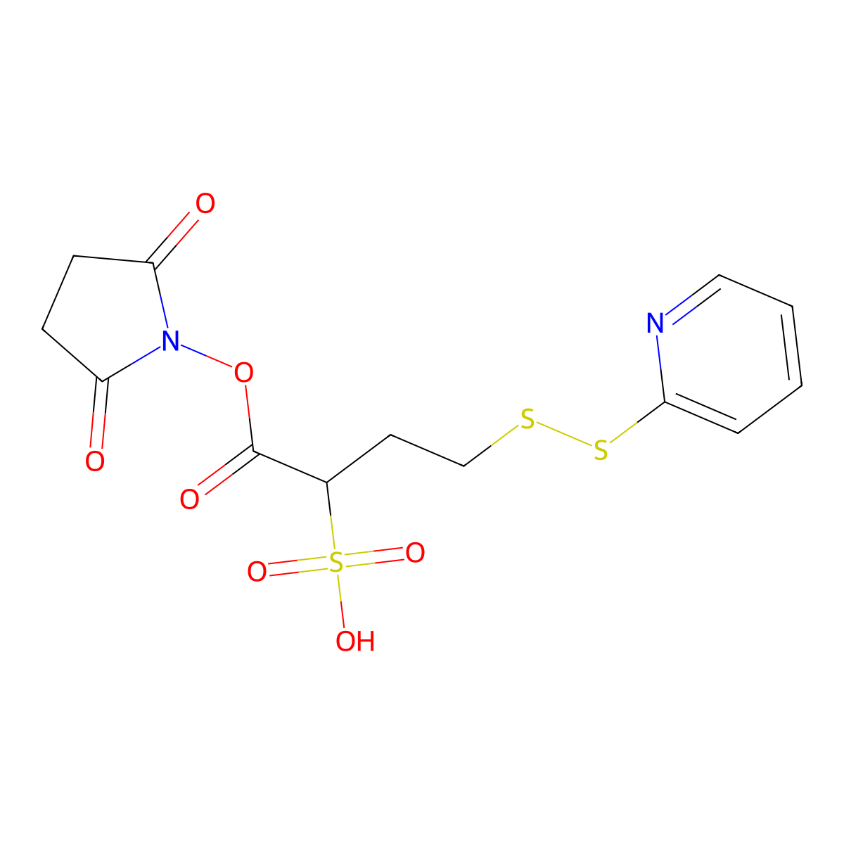 1-(2,5-Dioxopyrrolidin-1-yloxy)-1-oxo-4-(pyridin-2-yldisulfanyl)butane-2-sulfonic acid molecular structure, CAS 1193111-39-5