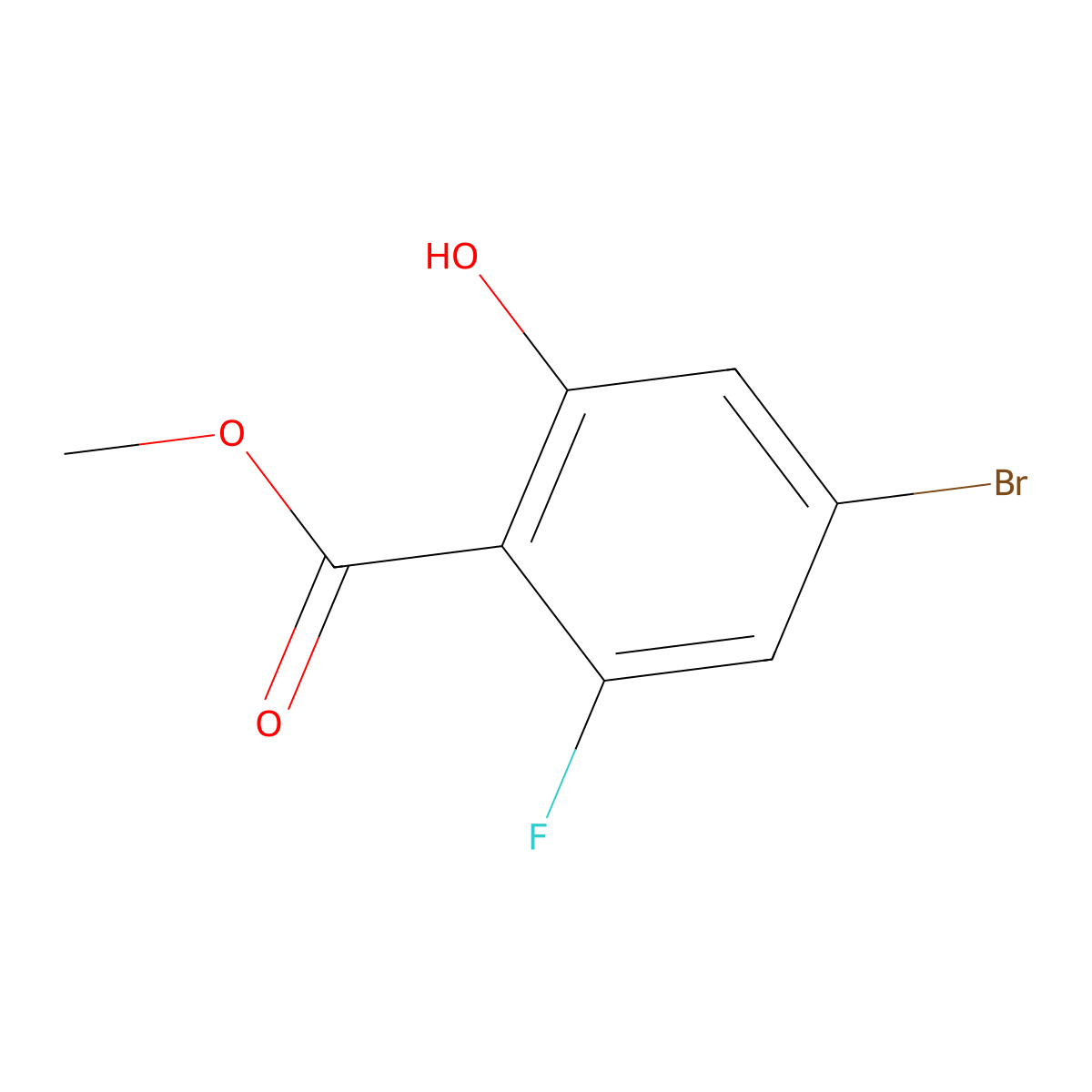 Methyl 4-bromo-2-fluoro-6-hydroxybenzoate molecular structure, CAS 1193162-18-3
