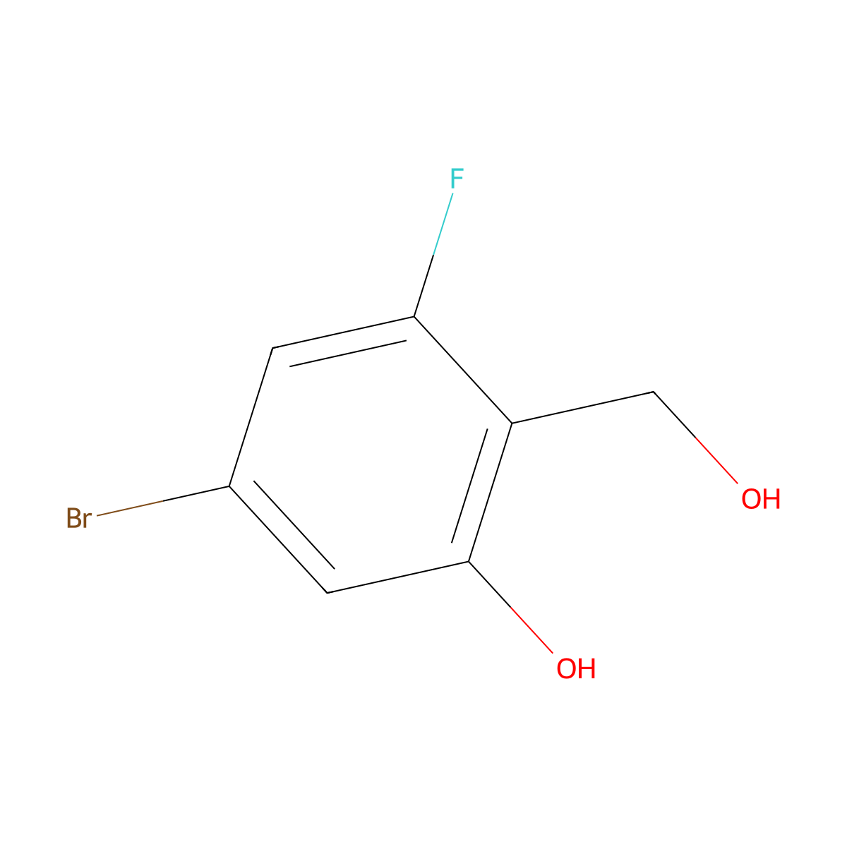 5-Bromo-3-fluoro-2-(hydroxymethyl)phenol molecular structure, CAS 1193162-19-4