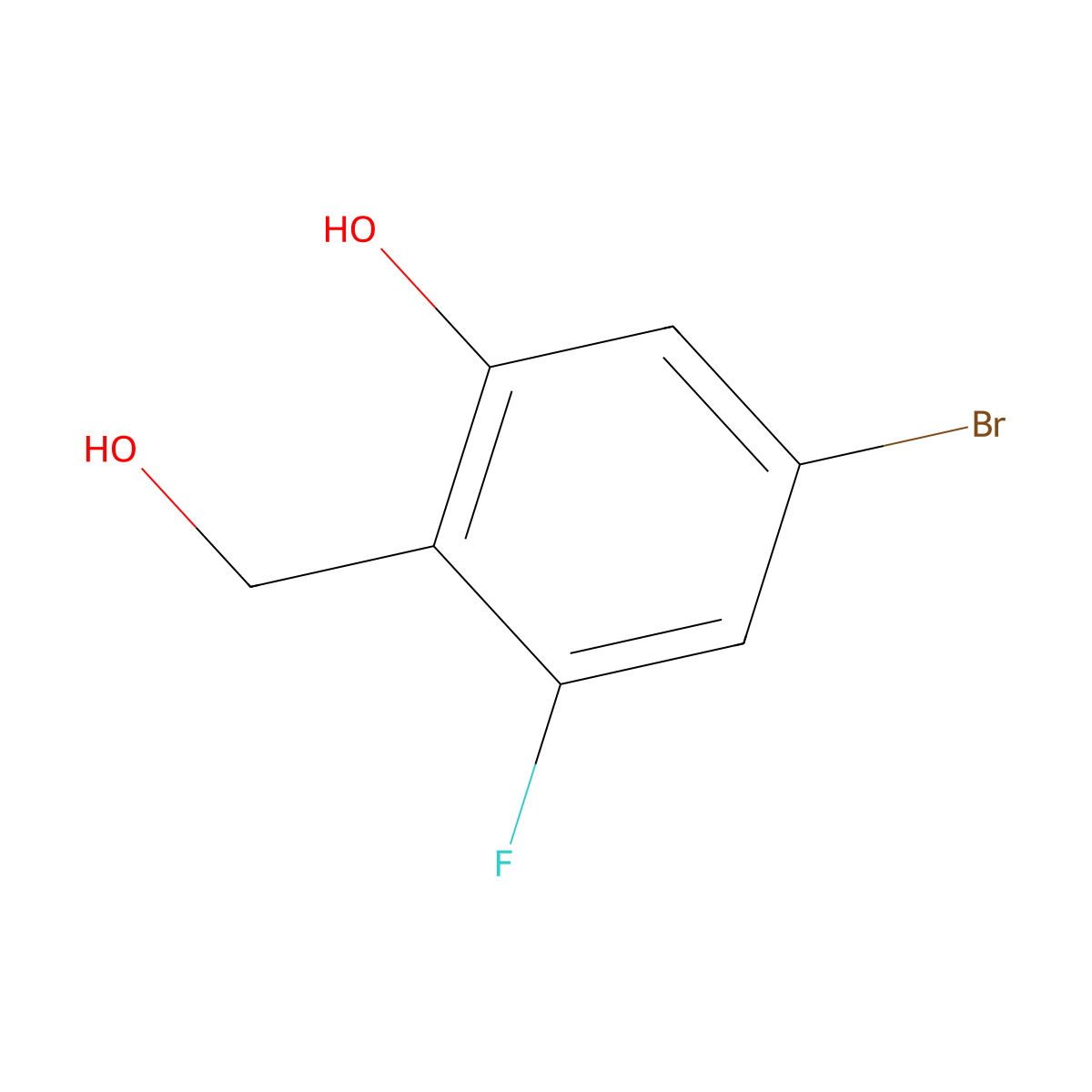 5-Bromo-3-fluoro-2-(hydroxymethyl)phenol molecular structure, CAS 1193162-19-4