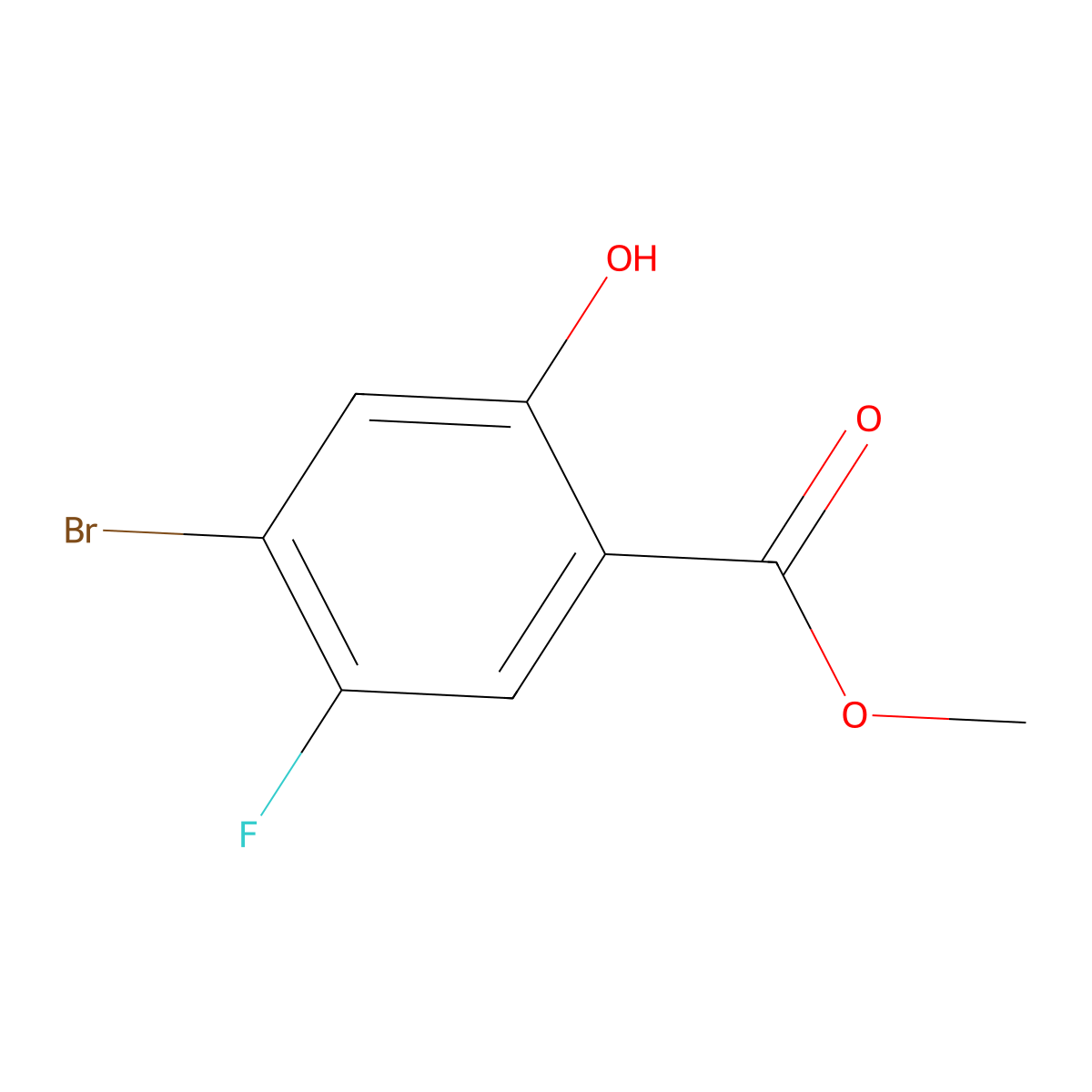 Methyl 4-bromo-5-fluoro-2-hydroxybenzoate molecular structure, CAS 1193162-25-2