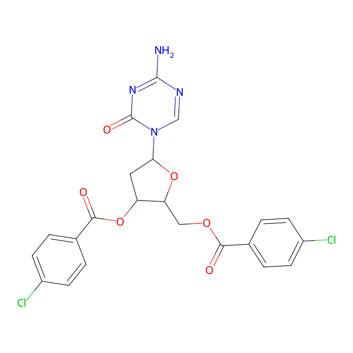 4-Amino-1-[3,5-bis-O-(4-chlorobenzoyl)-2-deoxy-D-erythro-pentofuranosyl]-1,3,5-triazin-2(1H)-one molecular structure, CAS 1193165-26-2