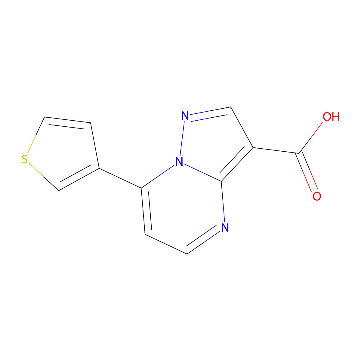 7-(3-Thienyl)pyrazolo[1,5-a]pyrimidine-3-carboxylic acid molecular structure, CAS 1193203-66-5