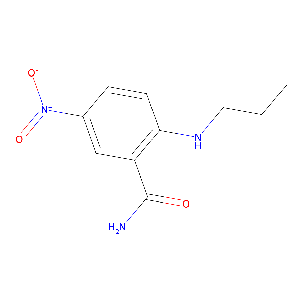 5-Nitro-2-(propylamino)benzamide molecular structure, CAS 1193206-44-8