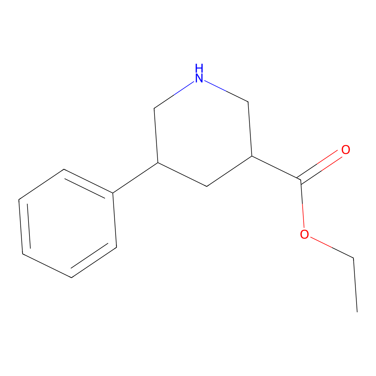 Ethyl 5-phenylpiperidine-3-carboxylate molecular structure, CAS 1193238-00-4