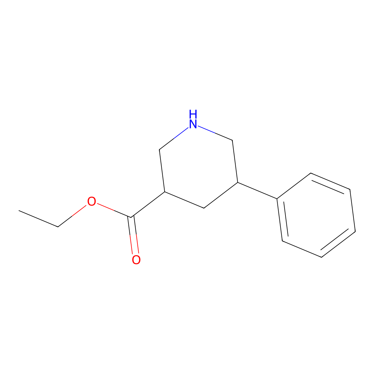 Ethyl 5-phenylpiperidine-3-carboxylate molecular structure, CAS 1193238-00-4