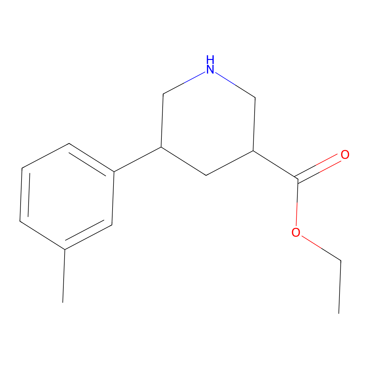 Ethyl 5-(3-methylphenyl)piperidine-3-carboxylate molecular structure, CAS 1193238-19-5