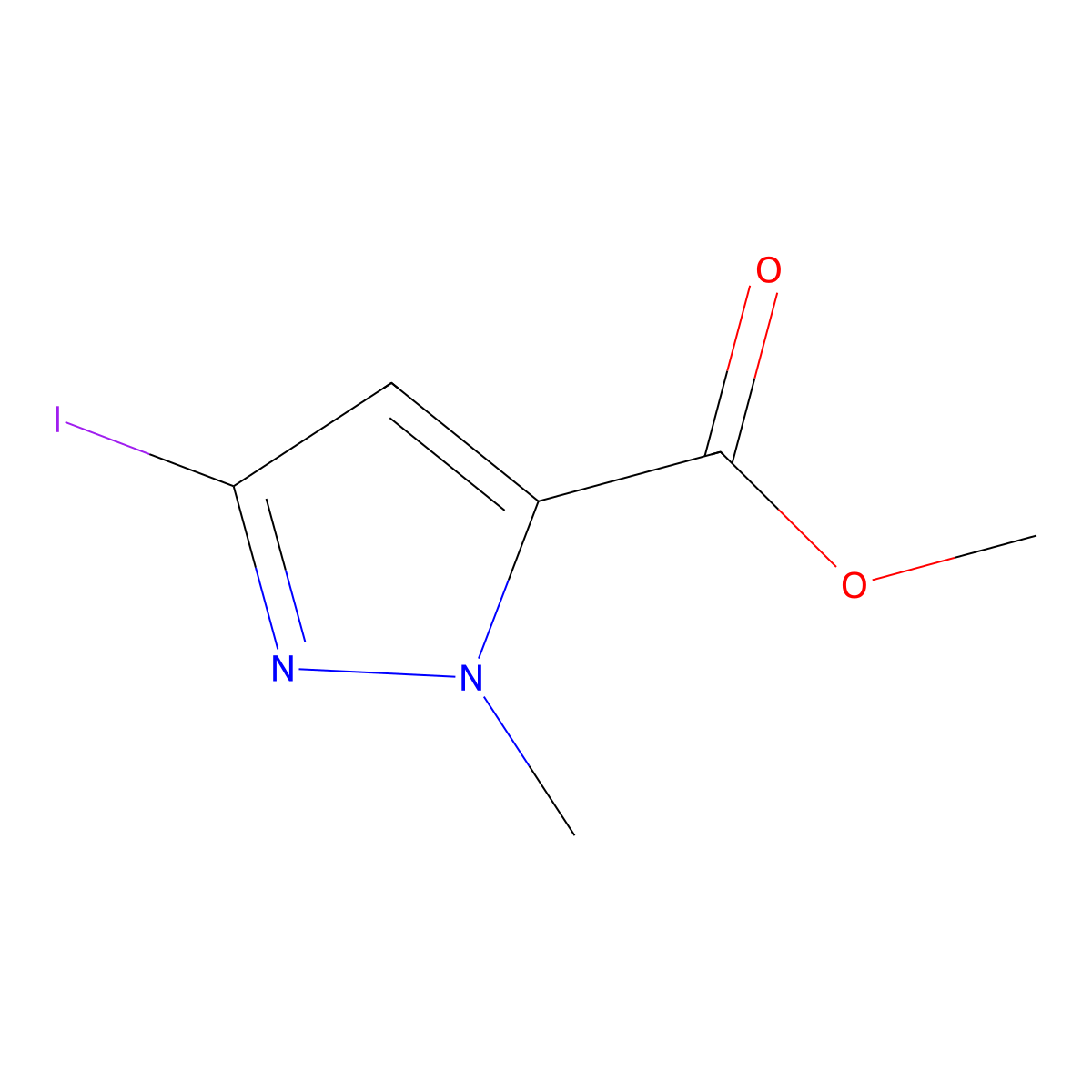 methyl 3-iodo-1-methyl-1H-pyrazole-5-carboxylate molecular structure, CAS 1193244-86-8