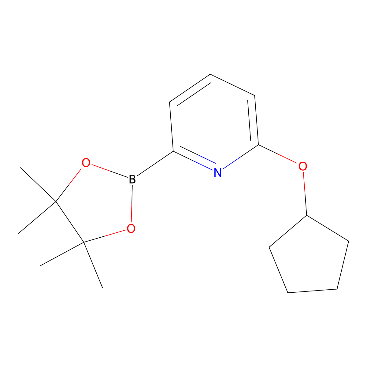 2-(Cyclopentyloxy)-6-(4,4,5,5-tetramethyl-1,3,2-dioxaborolan-2-yl)pyridine molecular structure, CAS 1193245-09-8