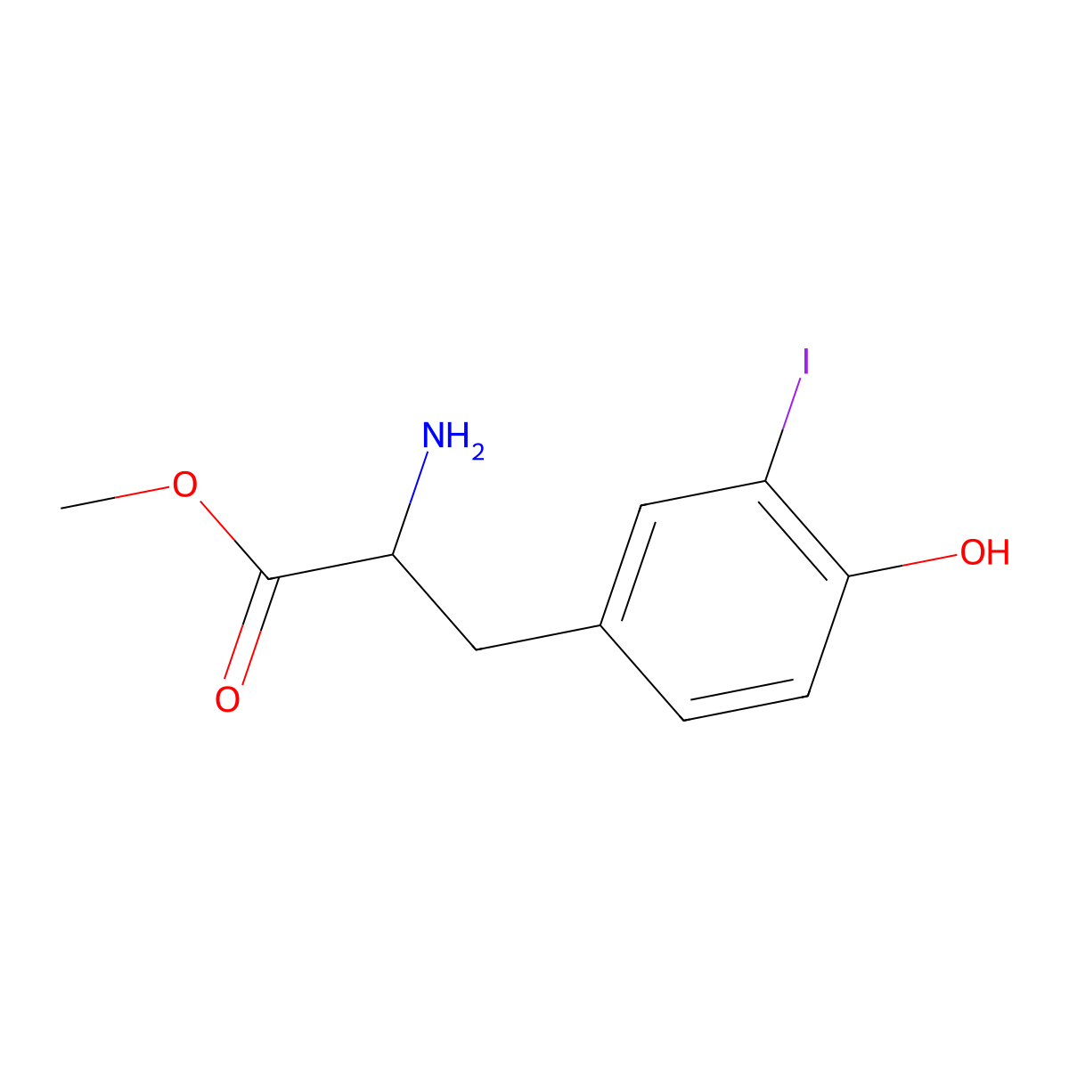 methyl (2R)-2-amino-3-(4-hydroxy-3-iodophenyl)propanoate molecular structure, CAS 119326-43-1