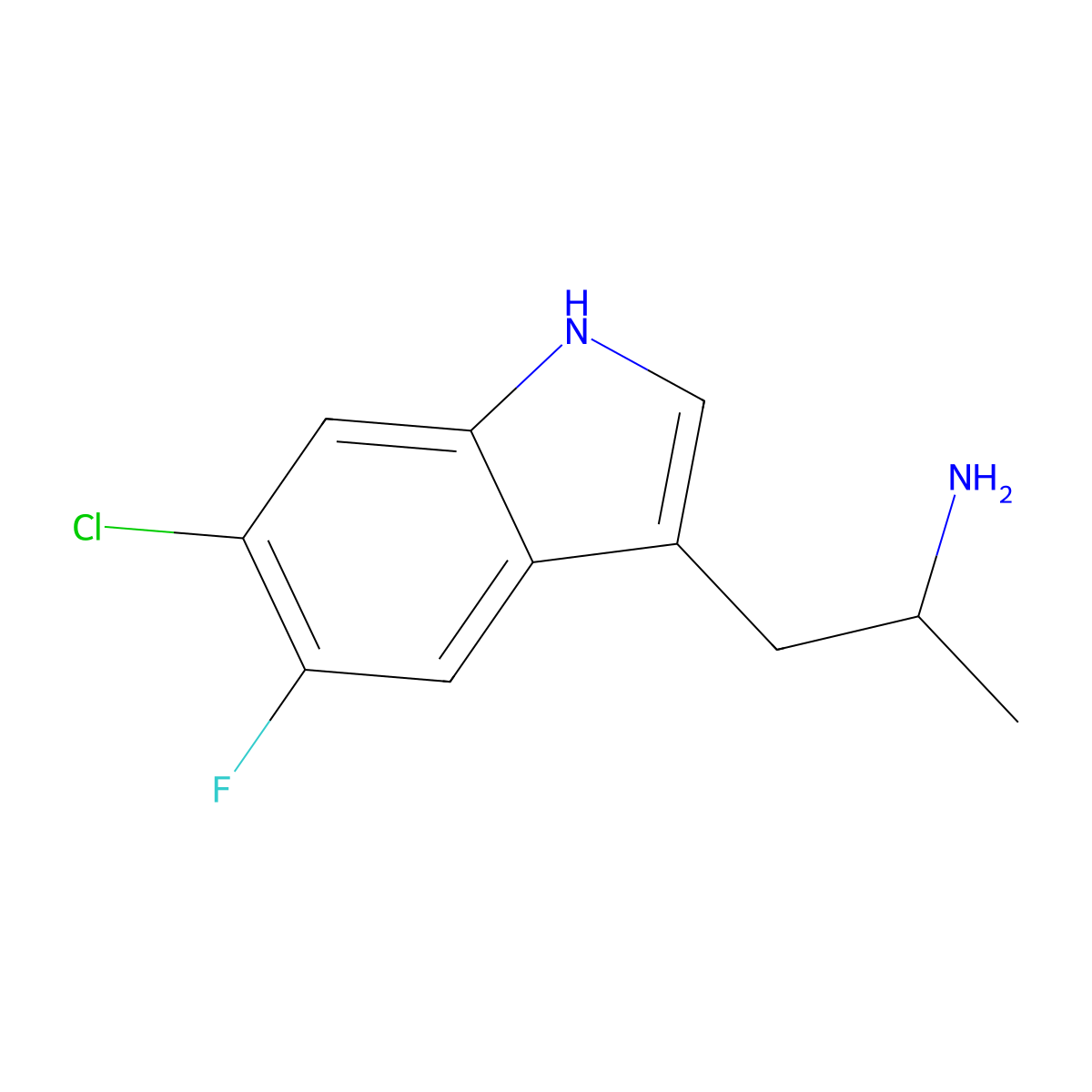 (2S)-1-(6-chloro-5-fluoro-1H-indol-3-yl)propan-2-amine molecular structure, CAS 1193314-86-1