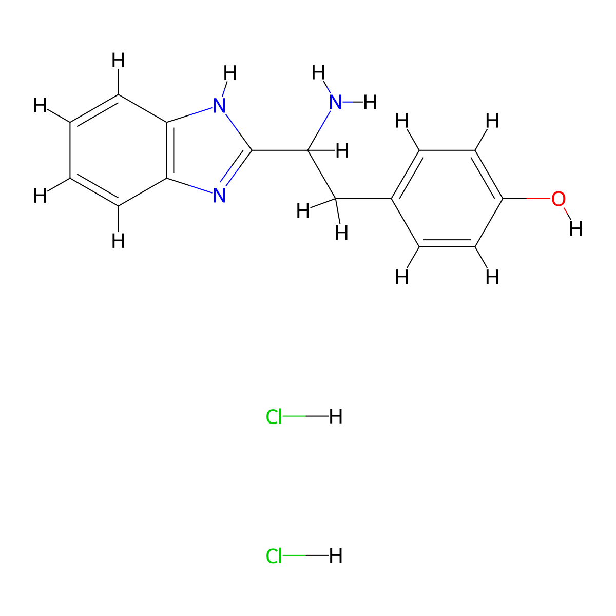 4-[2-amino-2-(1H-1,3-benzodiazol-2-yl)ethyl]phenol dihydrochloride molecular structure, CAS 1193387-10-8